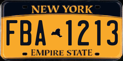 NY license plate FBA1213