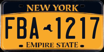 NY license plate FBA1217