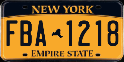 NY license plate FBA1218
