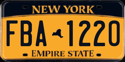 NY license plate FBA1220