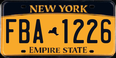 NY license plate FBA1226