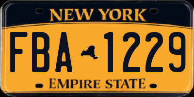 NY license plate FBA1229