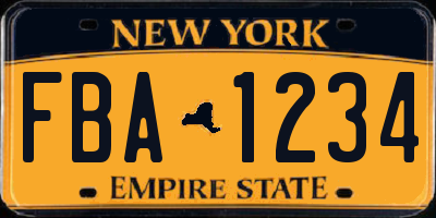 NY license plate FBA1234