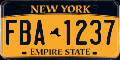NY license plate FBA1237