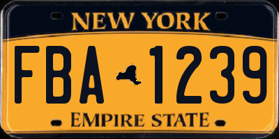 NY license plate FBA1239