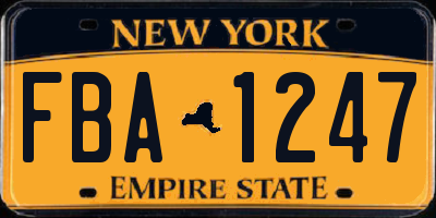 NY license plate FBA1247