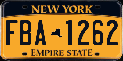 NY license plate FBA1262