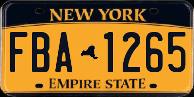NY license plate FBA1265