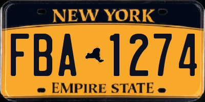 NY license plate FBA1274