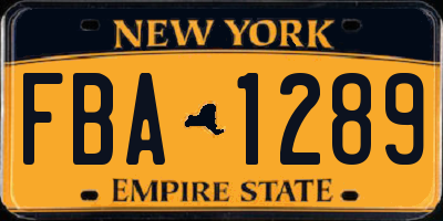 NY license plate FBA1289