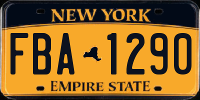 NY license plate FBA1290
