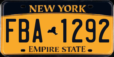 NY license plate FBA1292
