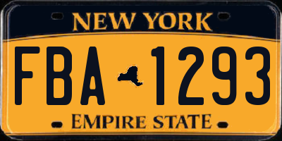 NY license plate FBA1293