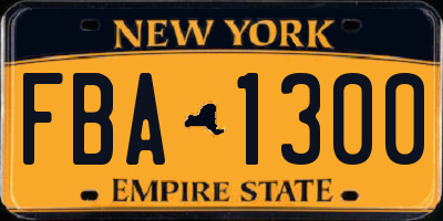 NY license plate FBA1300