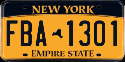 NY license plate FBA1301
