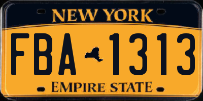 NY license plate FBA1313