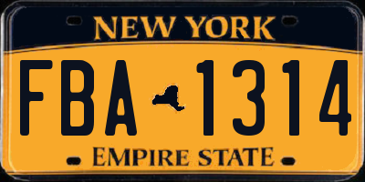 NY license plate FBA1314