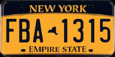 NY license plate FBA1315