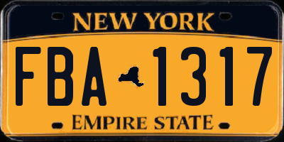 NY license plate FBA1317