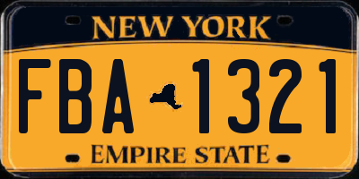 NY license plate FBA1321