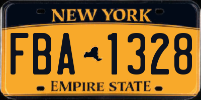 NY license plate FBA1328