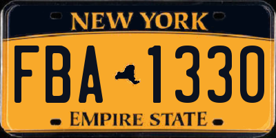 NY license plate FBA1330
