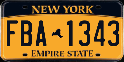 NY license plate FBA1343