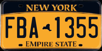 NY license plate FBA1355