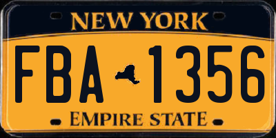 NY license plate FBA1356