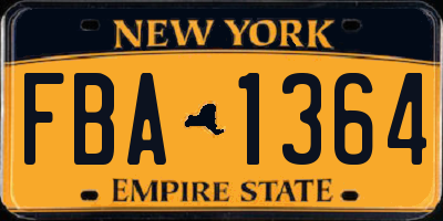 NY license plate FBA1364