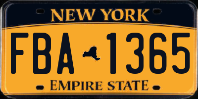NY license plate FBA1365