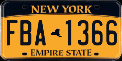 NY license plate FBA1366