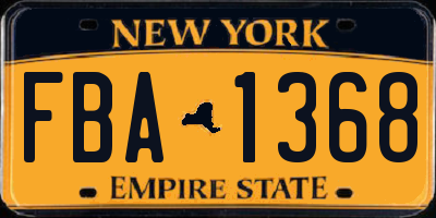 NY license plate FBA1368