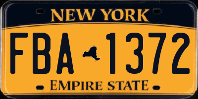 NY license plate FBA1372