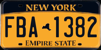 NY license plate FBA1382