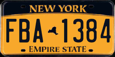 NY license plate FBA1384