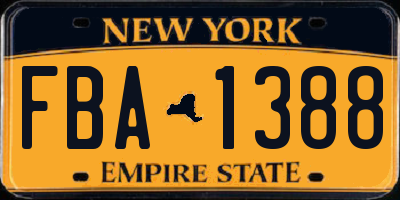 NY license plate FBA1388