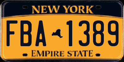 NY license plate FBA1389