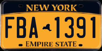 NY license plate FBA1391