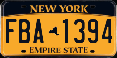 NY license plate FBA1394