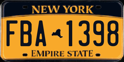NY license plate FBA1398