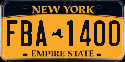 NY license plate FBA1400