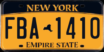 NY license plate FBA1410