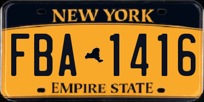 NY license plate FBA1416