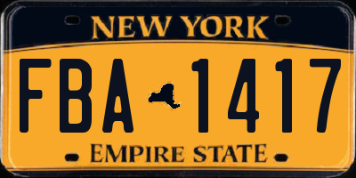 NY license plate FBA1417