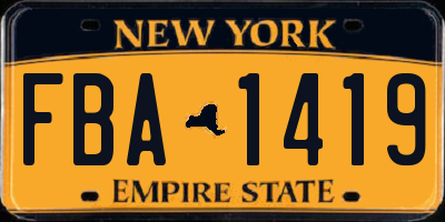 NY license plate FBA1419