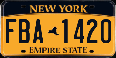 NY license plate FBA1420