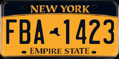 NY license plate FBA1423