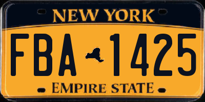 NY license plate FBA1425