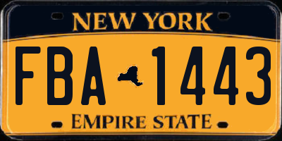 NY license plate FBA1443